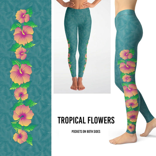 Tropical Flowers Leggings with Pockets MM