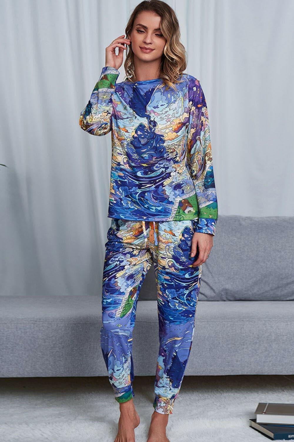 Trendy Tie-Dye Lounge Set: Comfy Crewneck Top and JoggersTrendy Tie-Dye Lounge Set: Comfy Crewneck Top and Joggers
 Unwind in style and comfort with our Trendy Tie-Dye Lounge Set, the epitome of luxurious loungewear. This Love Salve Trendy Tie-Dye Lounge Setlounge