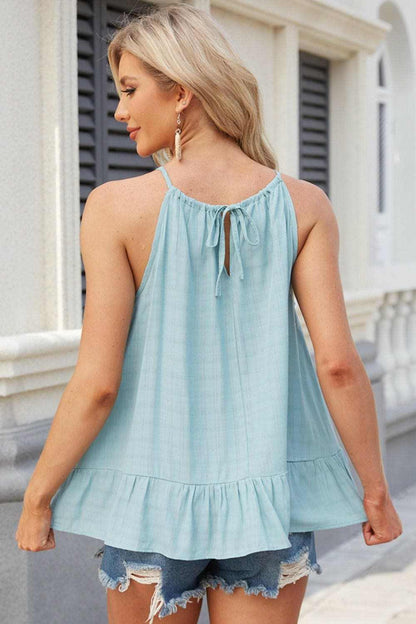 Tied Ruffled Round Neck Cami - Love Salve