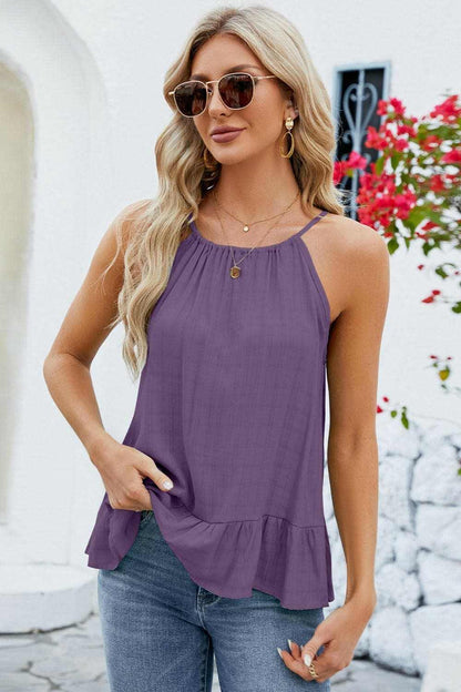 Tied Ruffled Round Neck Cami - Love Salve