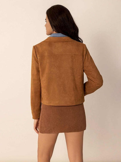 Tied Tassel Collared Neck Long Sleeve Jacket - Love Salve
