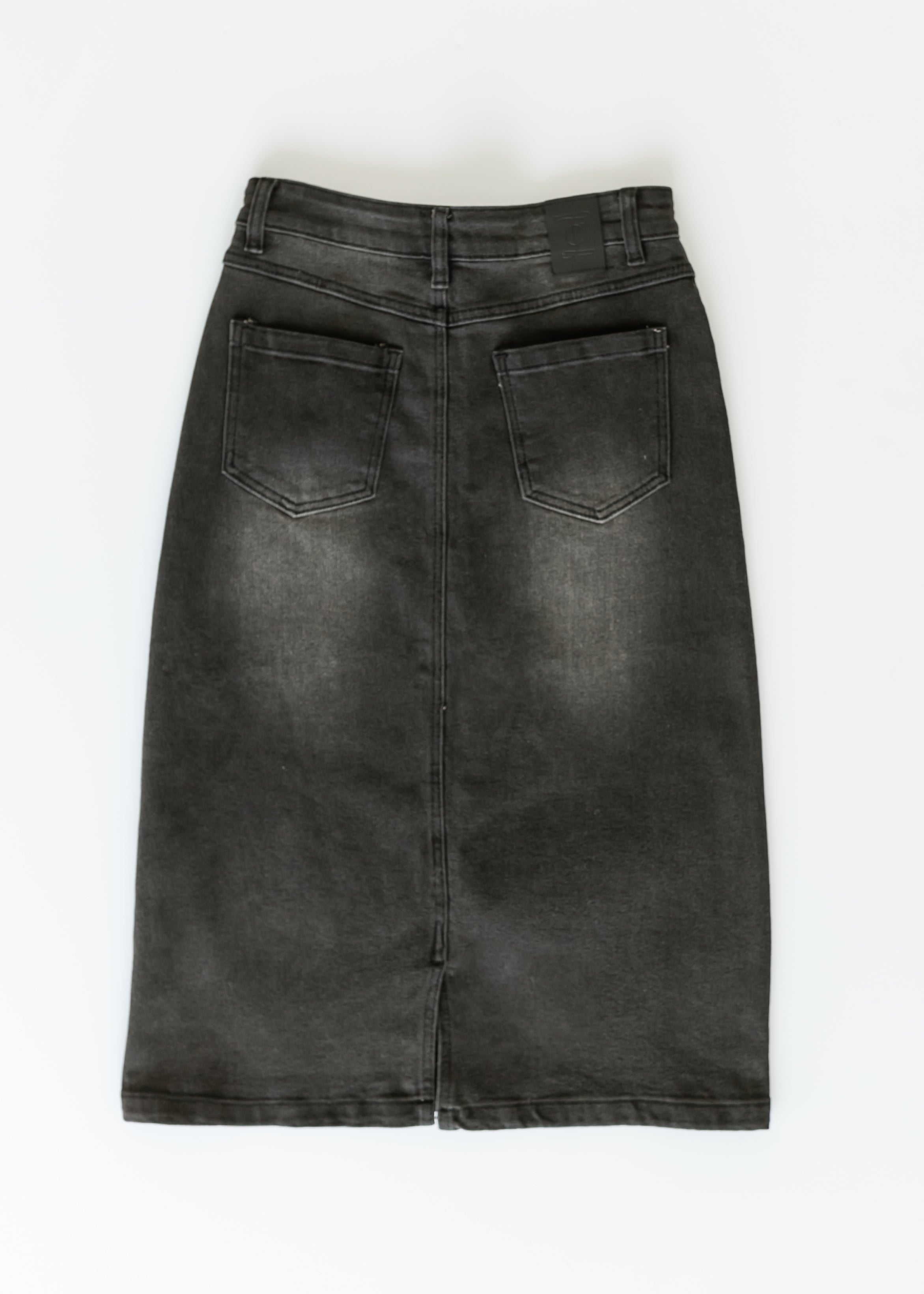 Tiffany Black Denim Midi Skirt Inherit Co.