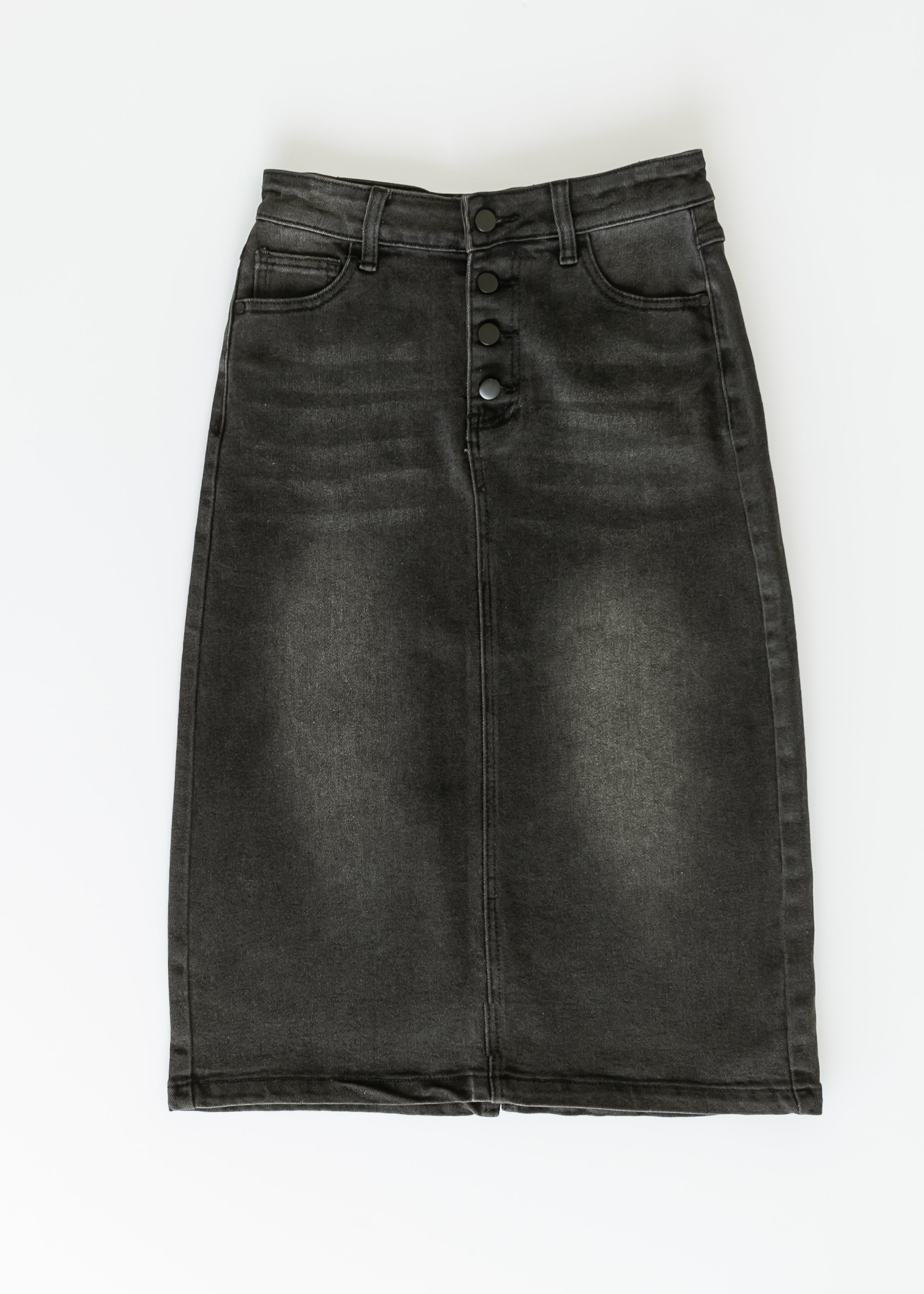 Tiffany Black Denim Midi Skirt Inherit Co.