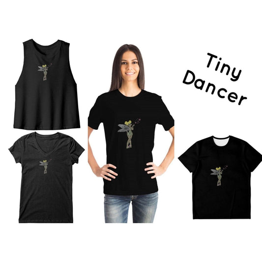 Rhinestone Tiny Dancer Tee Shirt Crew Neck, V Neck, Tank Top MM