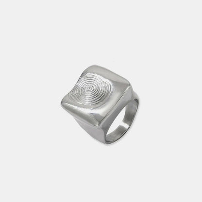 Titanium Steel Fingerprint Signet Ring - Love Salve