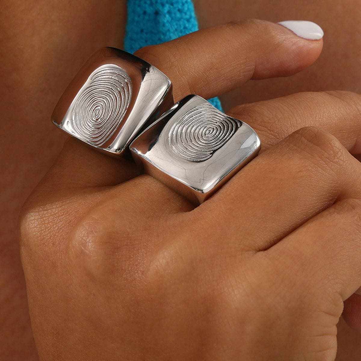 Titanium Steel Fingerprint Signet Ring - Love Salve