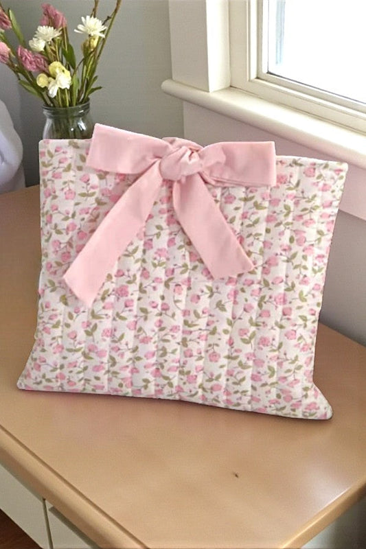 Rachel Pink Floral Quilted Bible Cover With Bow Delicate Details Nash Grey Wholesale