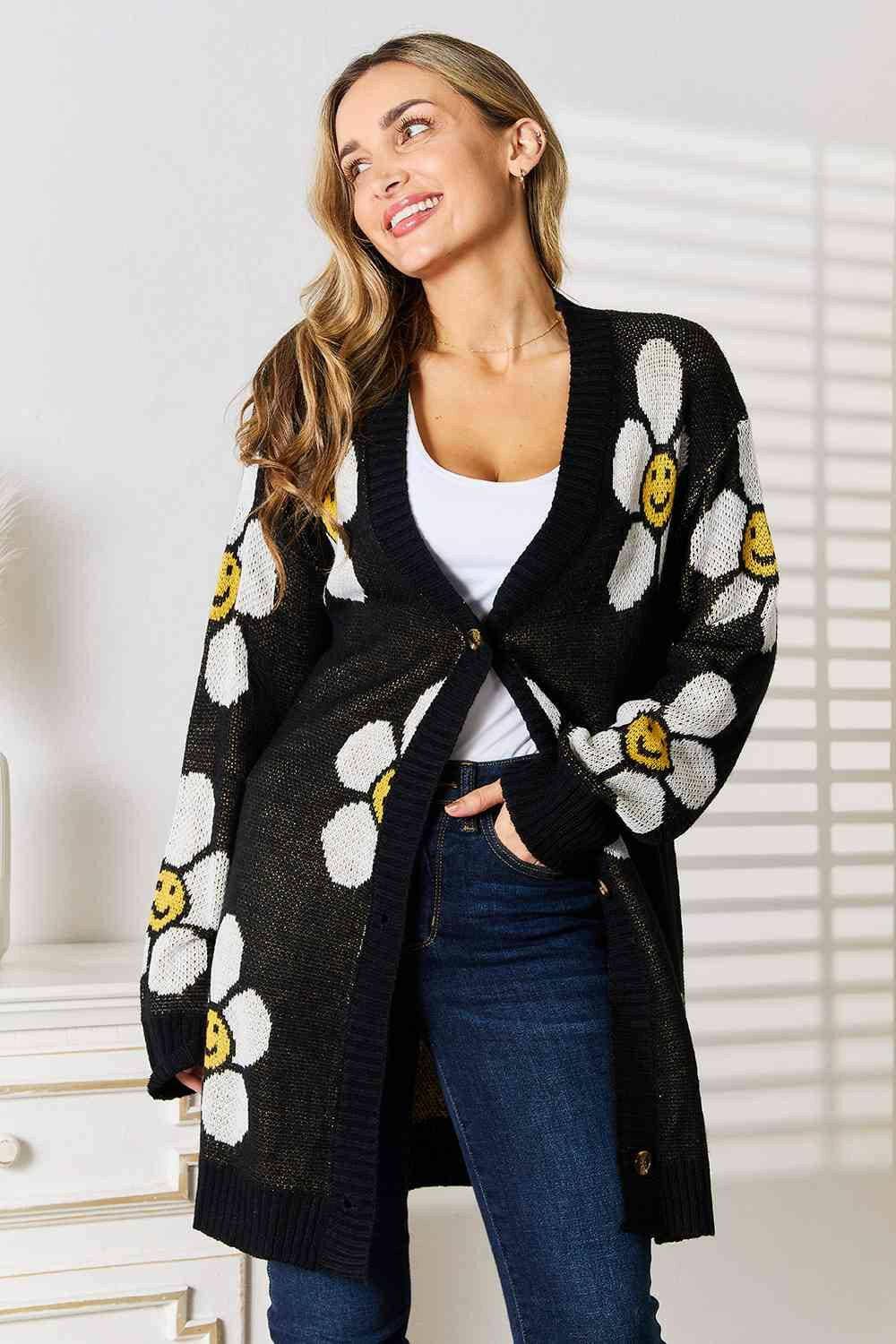 Blossom Beauty Floral Longline Knit Cardigan - Love Salve 