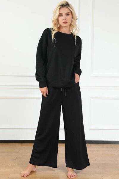 Cozy Elegance Lounge Wear Set with Long Sleeve Top and Drawstring Pants for Superior Comfort and Style - Love Salve 