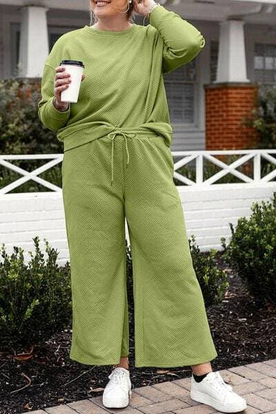 Cozy Elegance Lounge Wear Set with Long Sleeve Top and Drawstring Pants for Superior Comfort and Style - Love Salve 