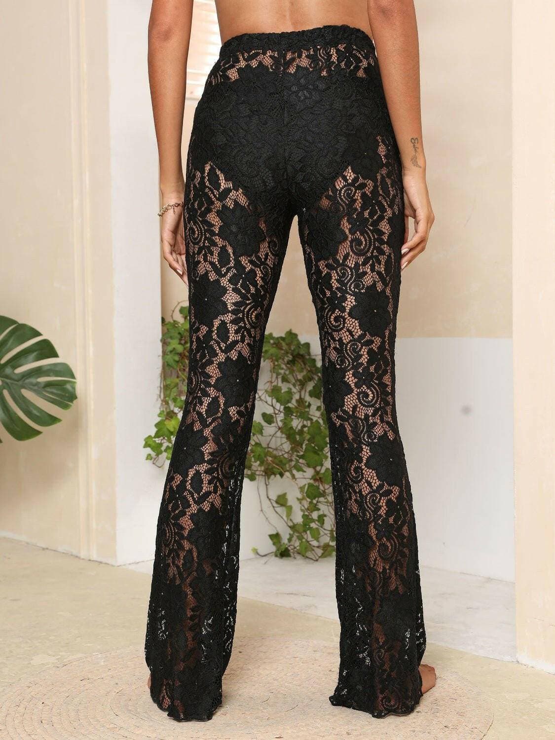 Graceful Lace Detailed High Waist Swim Bottoms - Love Salve 