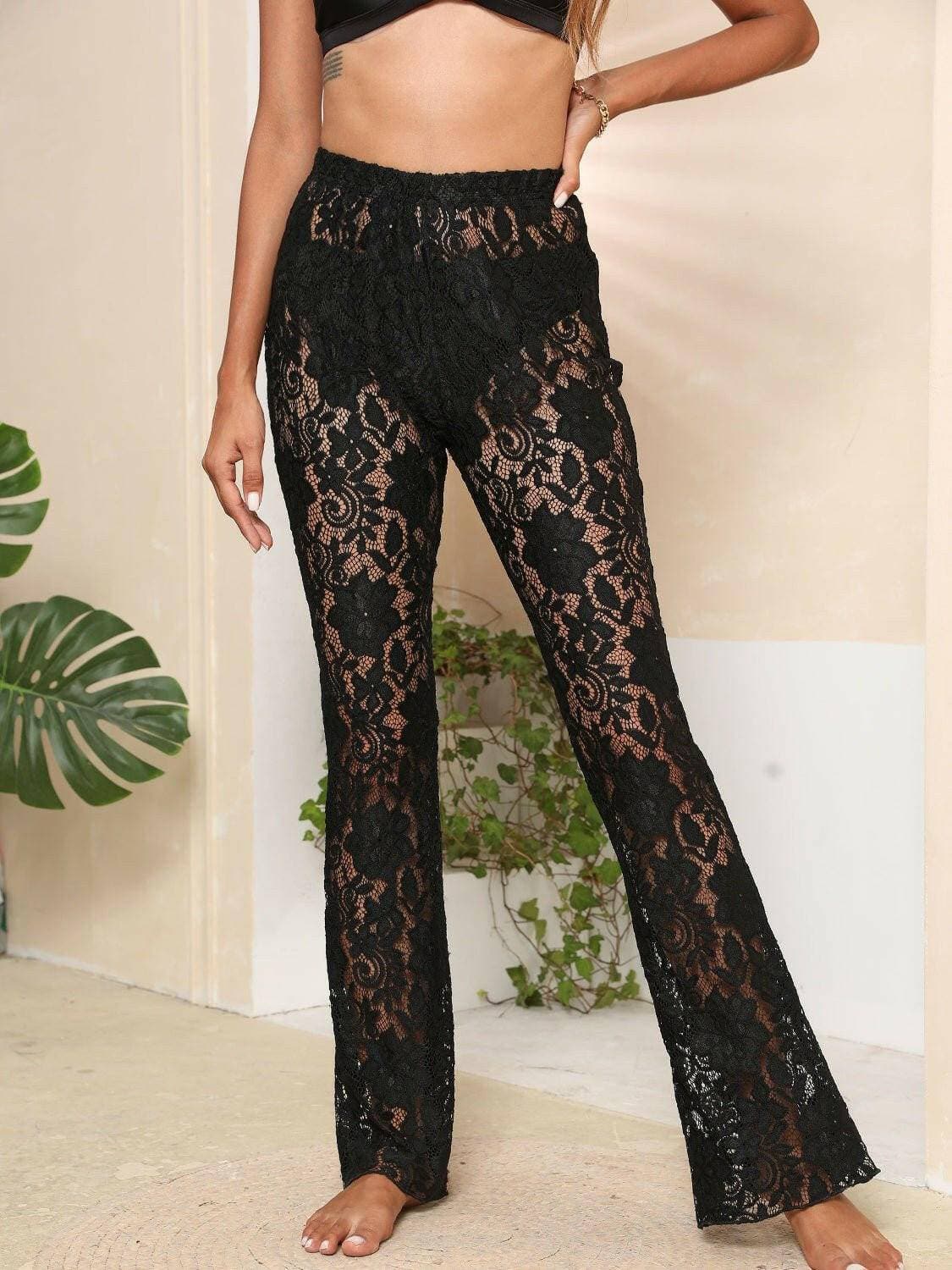 Graceful Lace Detailed High Waist Swim Bottoms - Love Salve 