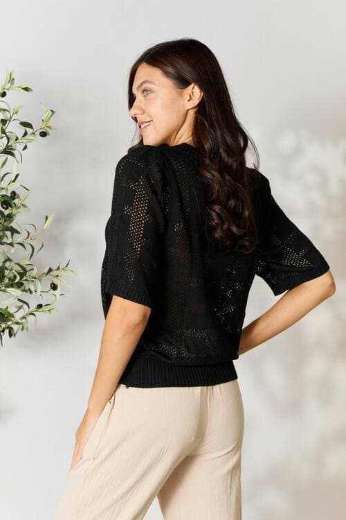 Chic ribbed knit top - round neck, versatile style - Love Salve 