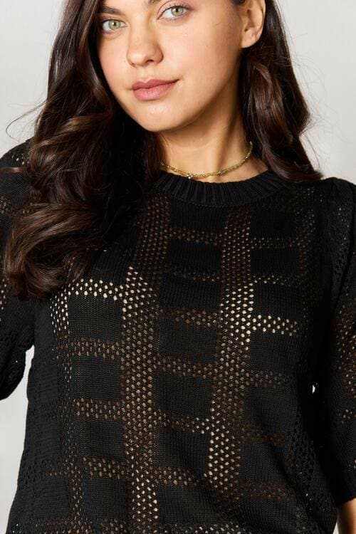 Chic ribbed knit top - round neck, versatile style - Love Salve 