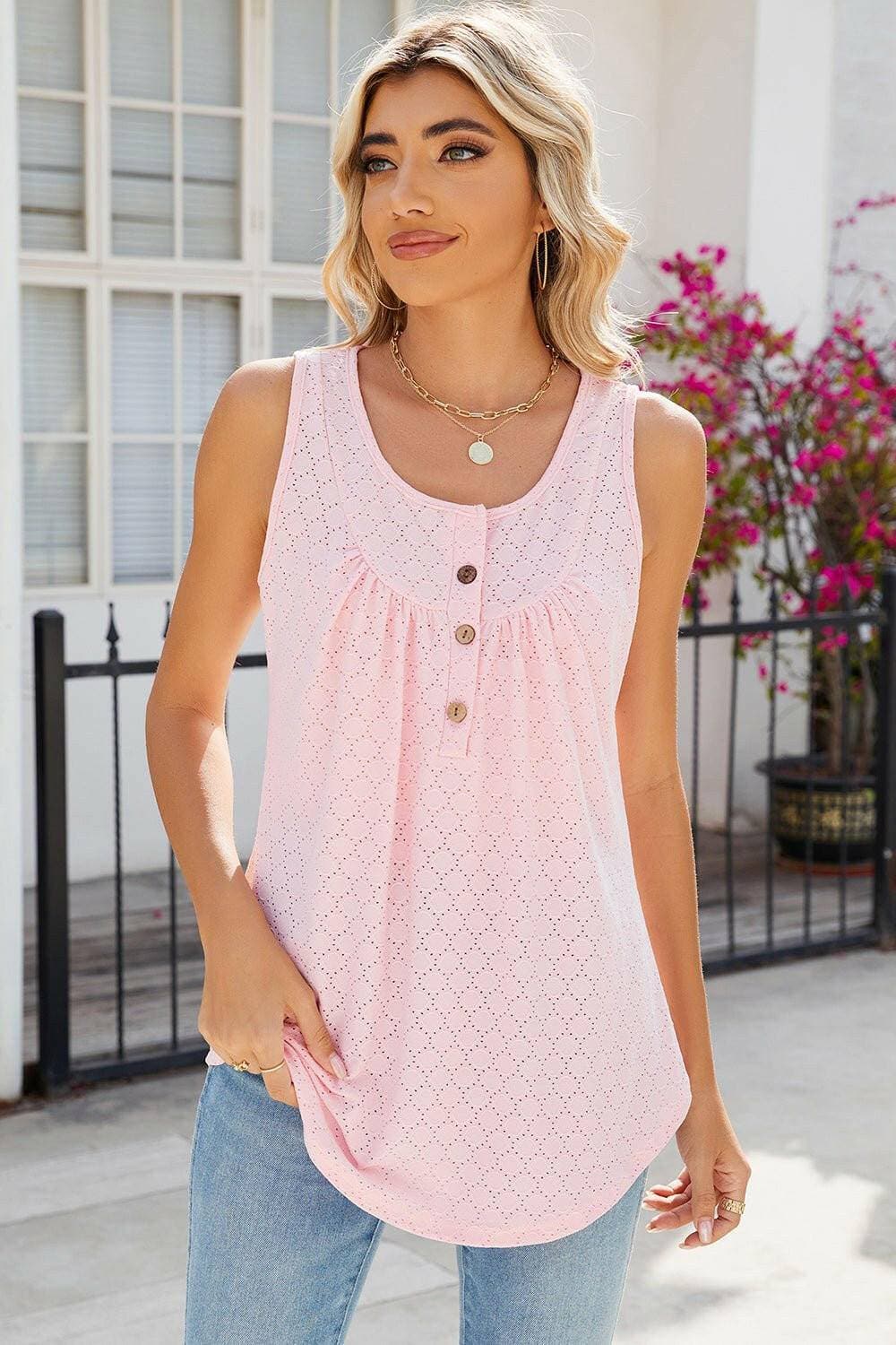 Sophisticated Eyelet Sleeveless Top - Love Salve 