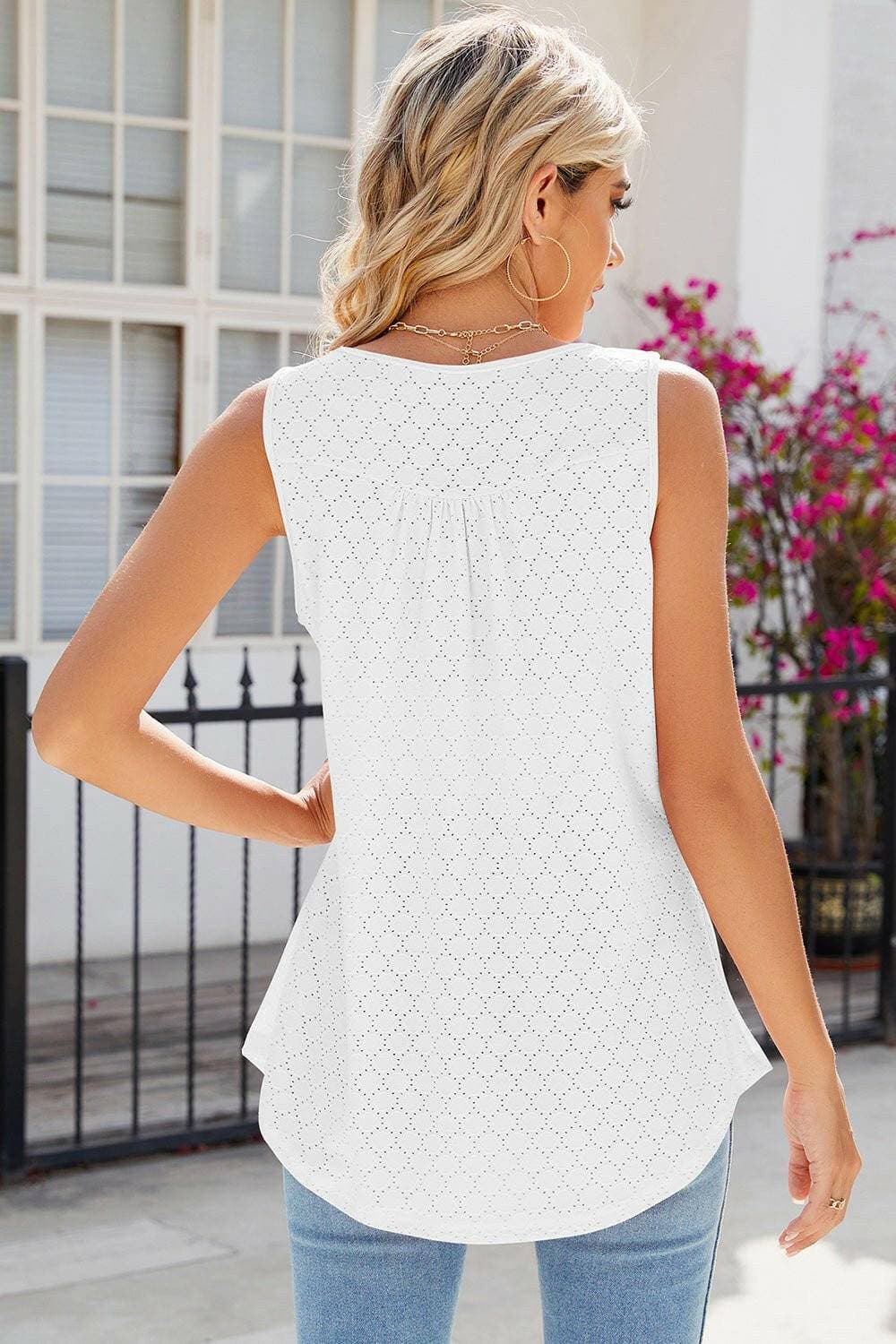 Sophisticated Eyelet Sleeveless Top - Love Salve 