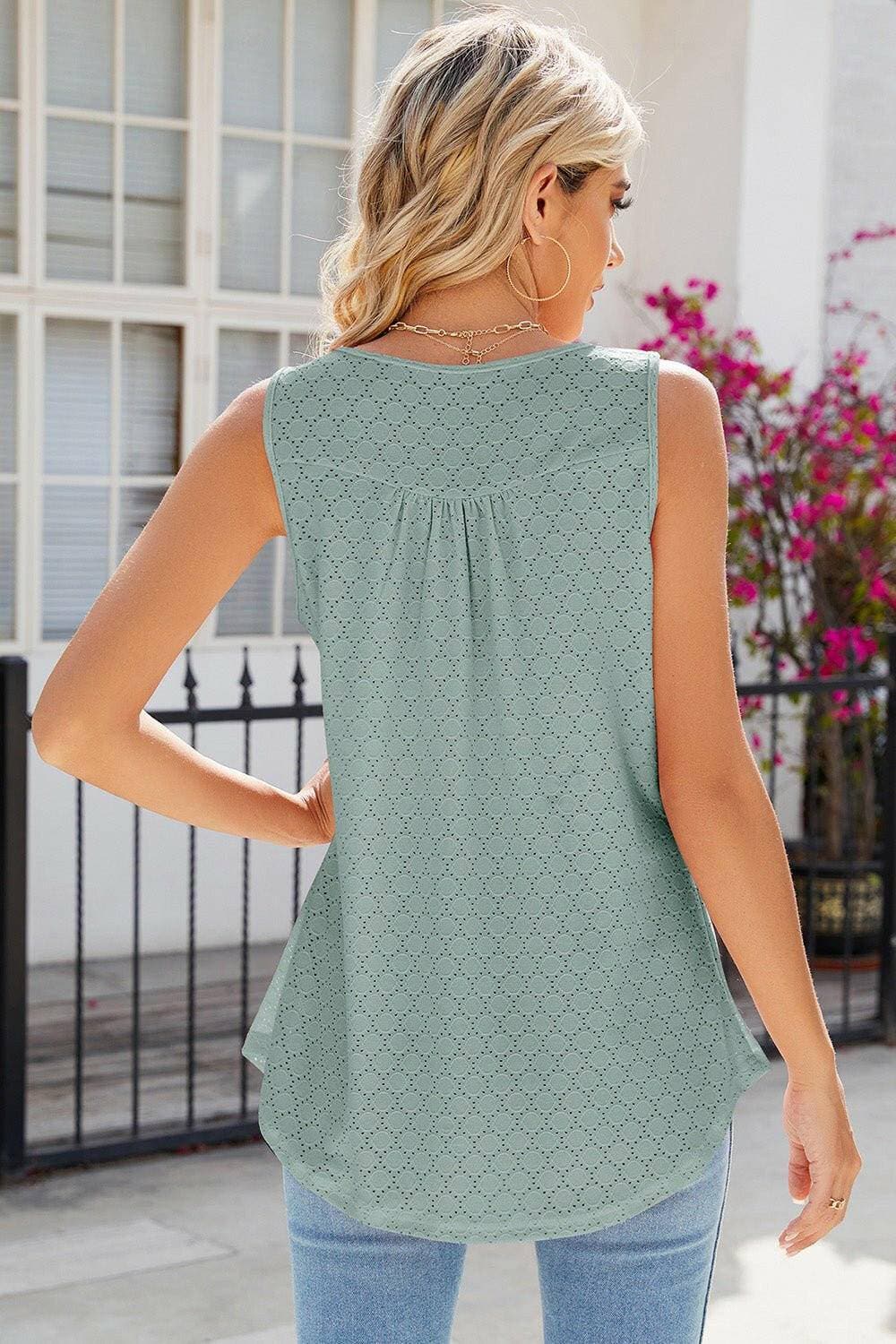 Sophisticated Eyelet Sleeveless Top - Love Salve 