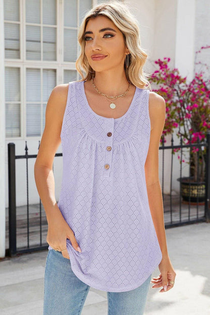 Sophisticated Eyelet Sleeveless Top - Love Salve 