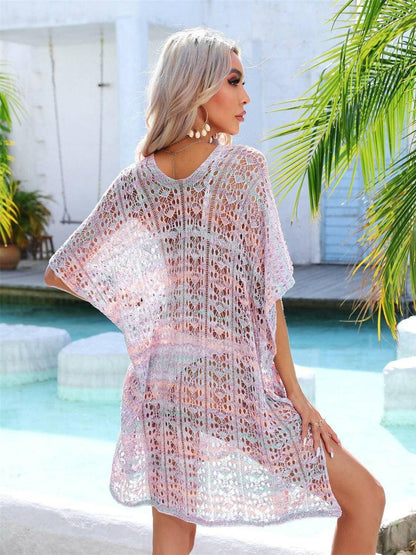 Elegant Sheer Lace Beach Cover-Up with Intricate Openwork Details - Love Salve 