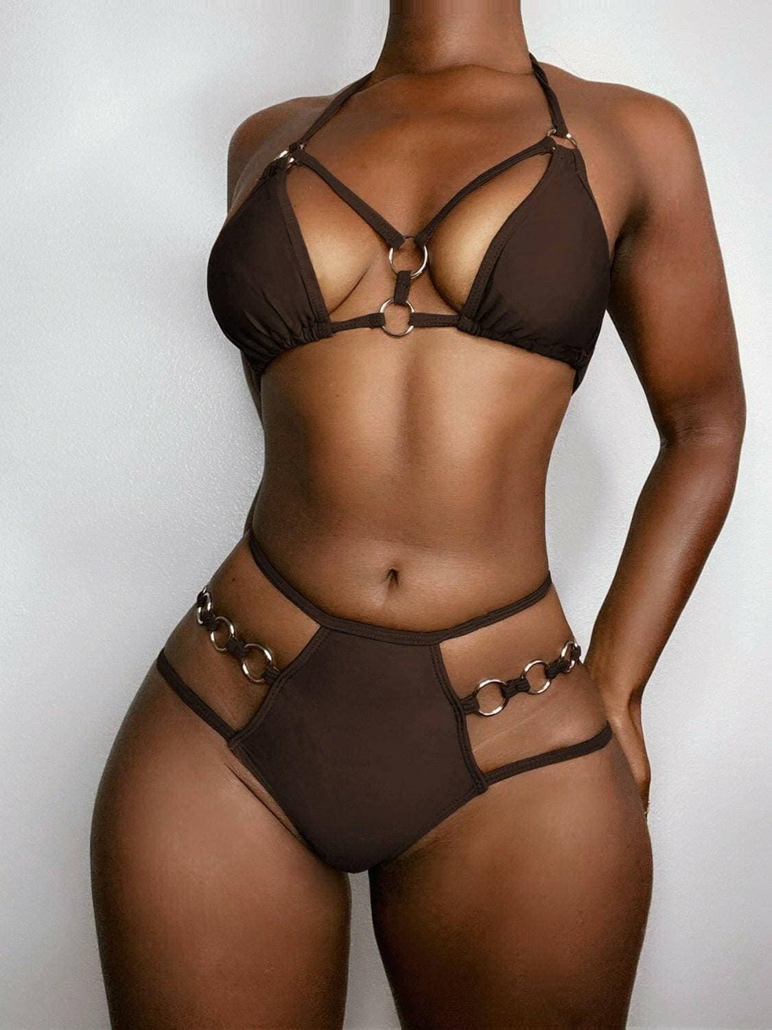 Radiant Cutout Accent Halter Bikini Ensemble - Love Salve 