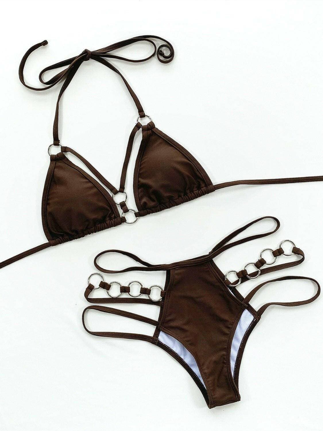 Radiant Cutout Accent Halter Bikini Ensemble - Love Salve 