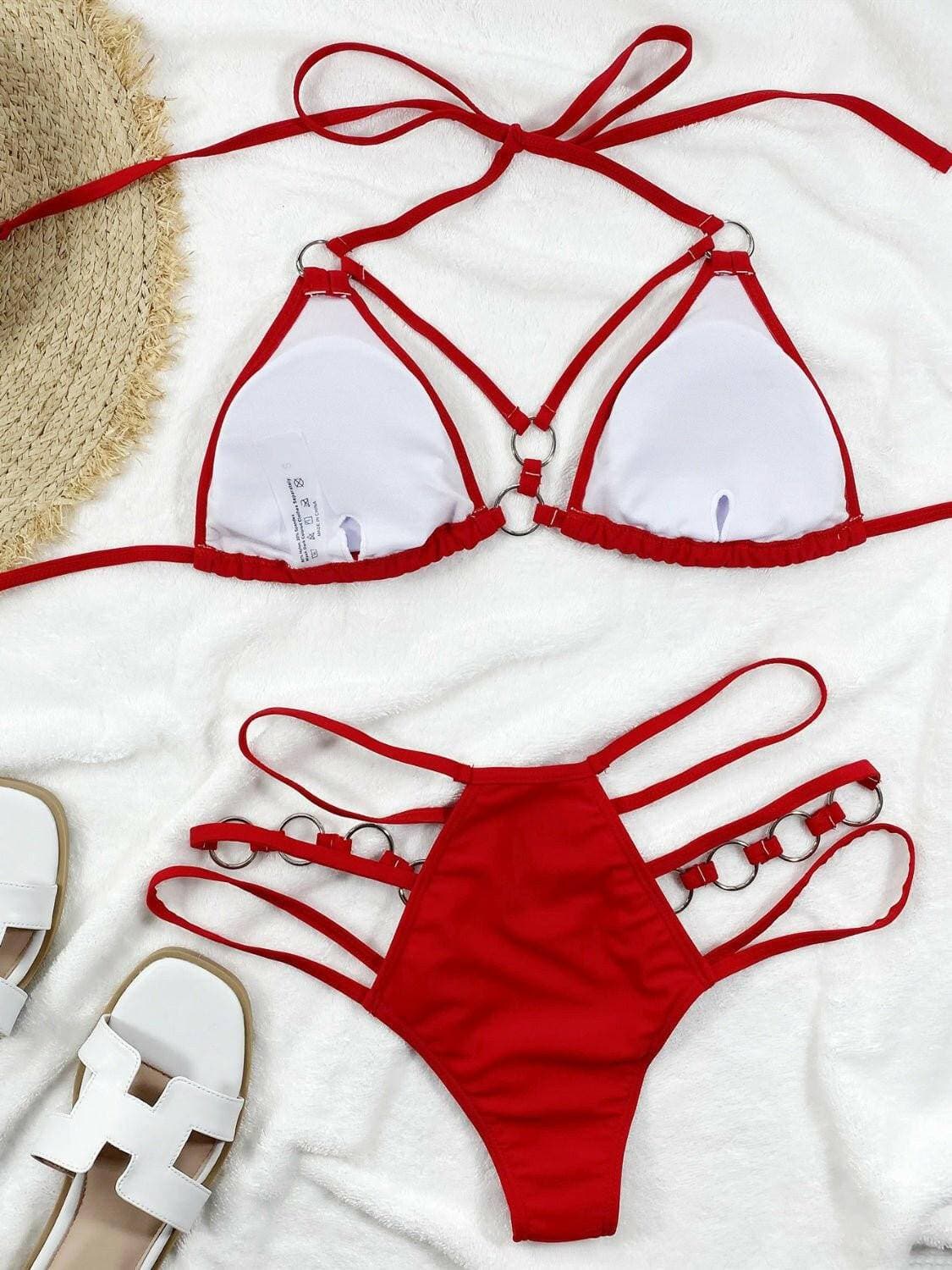 Radiant Cutout Accent Halter Bikini Ensemble - Love Salve 