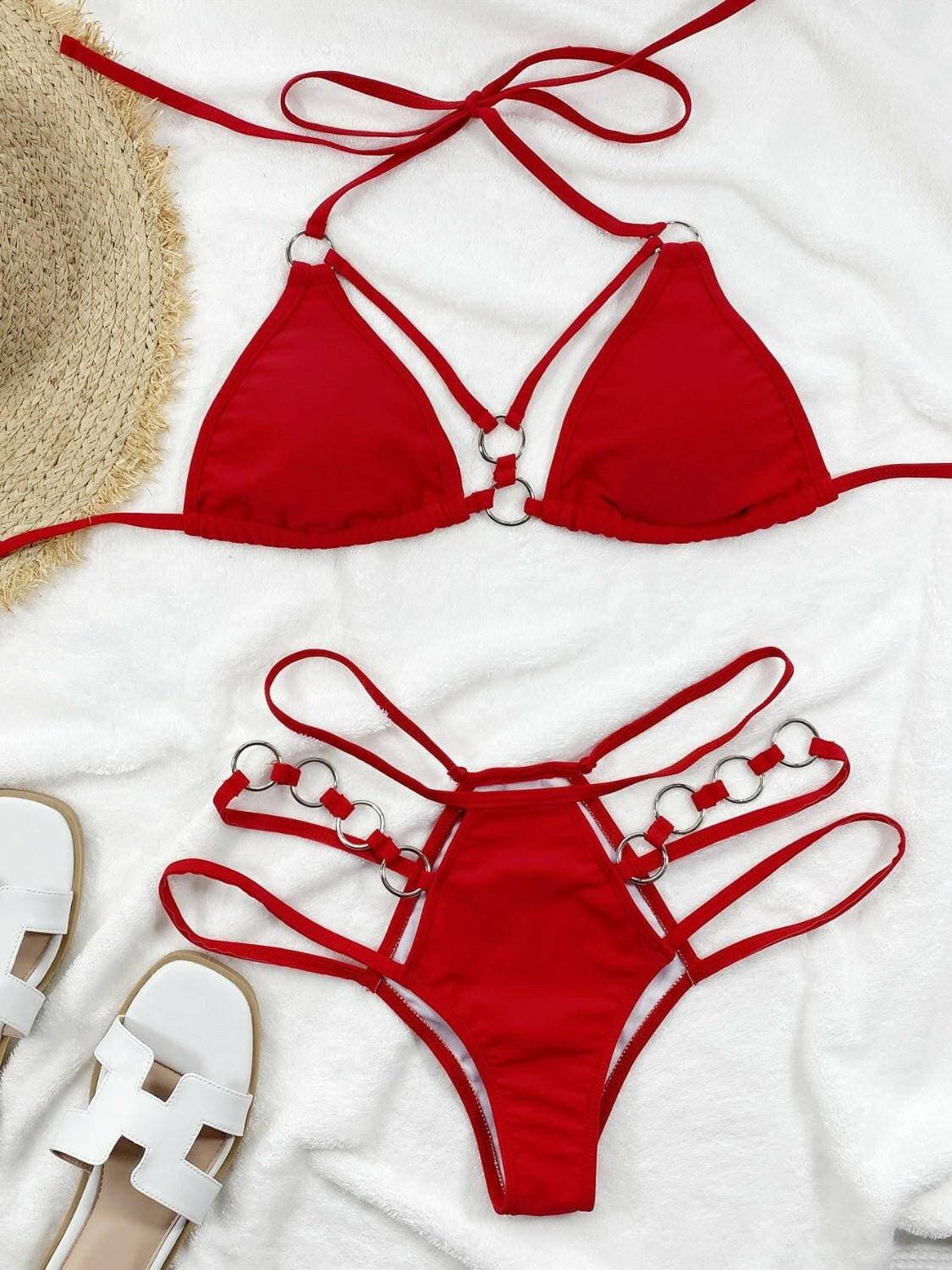 Radiant Cutout Accent Halter Bikini Ensemble - Love Salve 