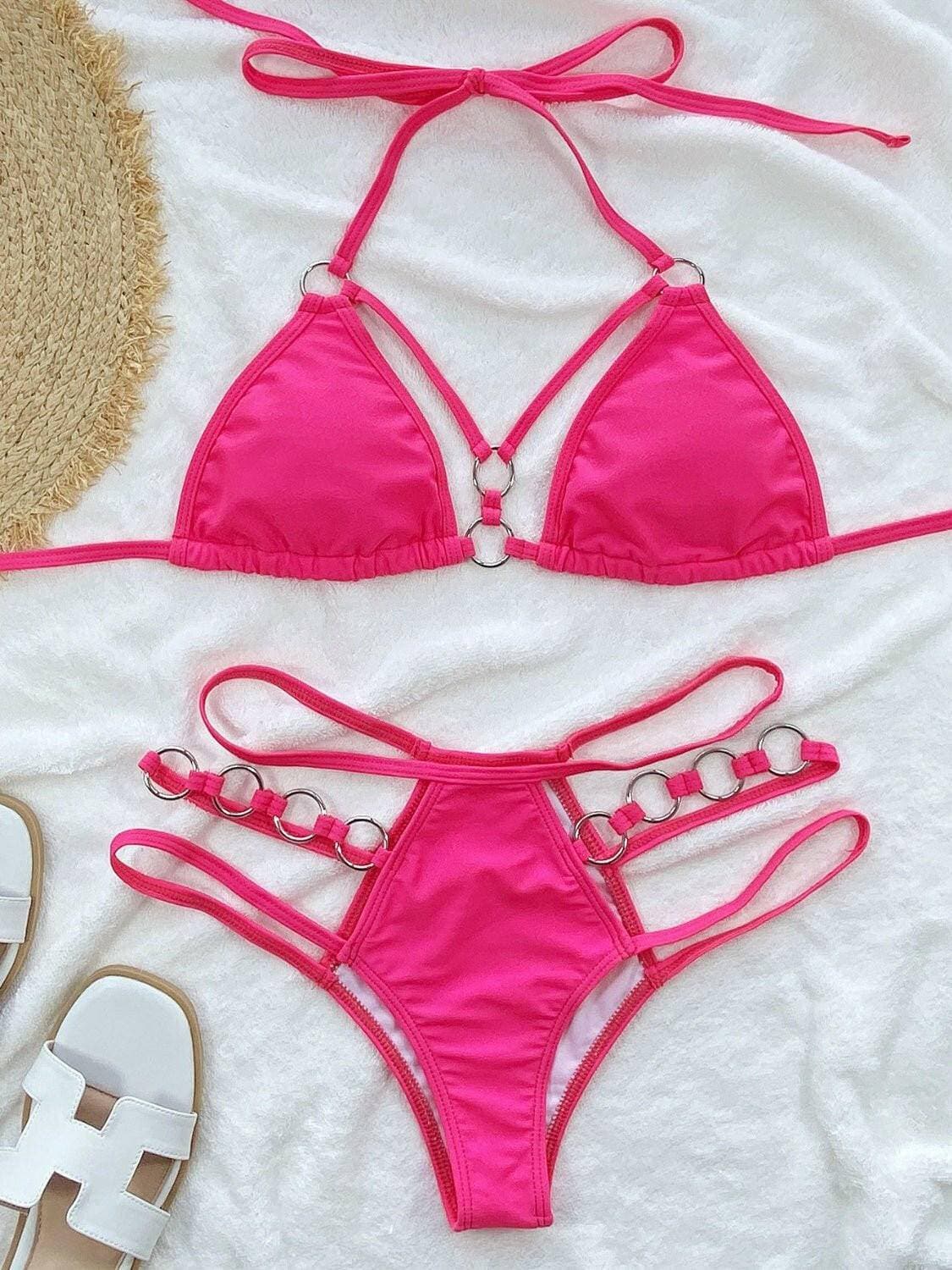 Radiant Cutout Accent Halter Bikini Ensemble - Love Salve 