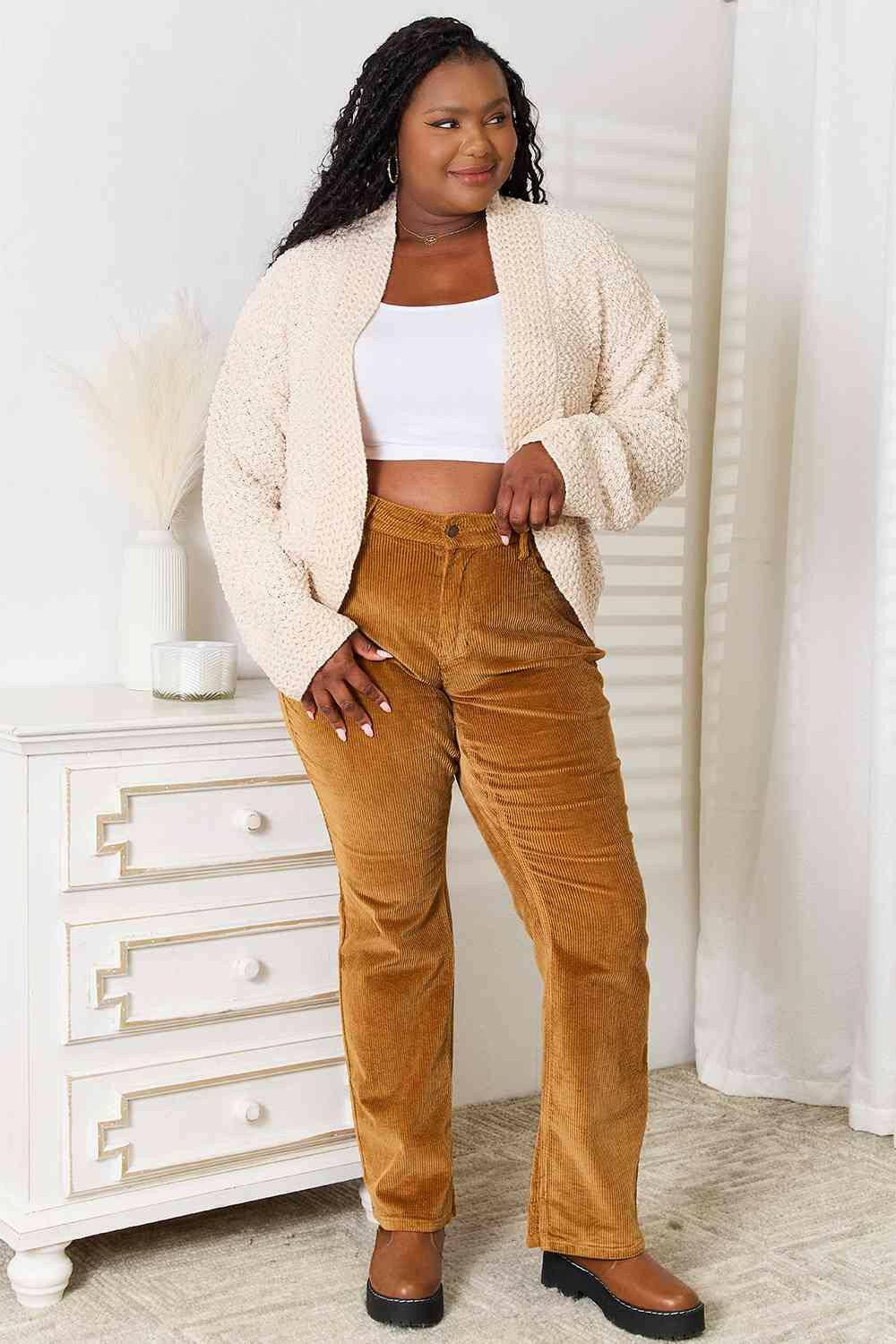 Luxurious Cozy Knit Open Front Cardigan for Effortless Style - Love Salve 