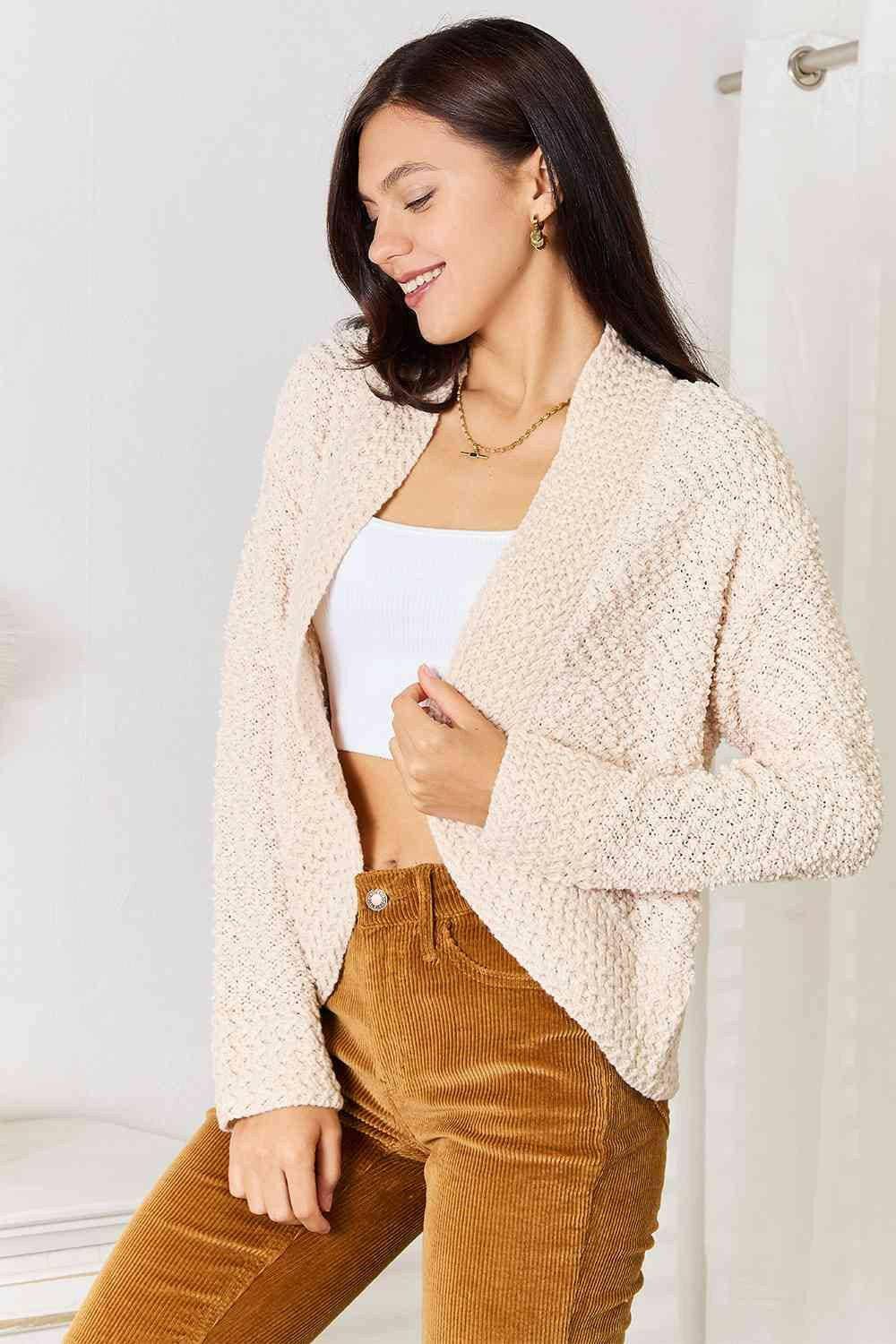 Luxurious Cozy Knit Open Front Cardigan for Effortless Style - Love Salve 