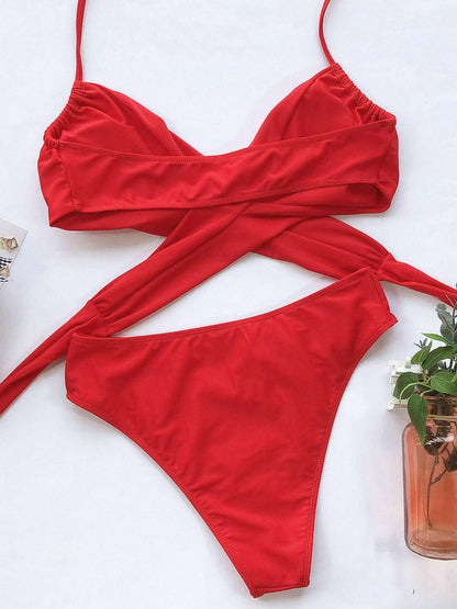 Halter Neck Two-Piece Bikini EnsembleHalter Neck Two-Piece Bikini Ensemble
 Make a statement on the beach with our Halter Neck Two-Piece Bikini Ensemble, designed to elevate your beach style effortlesslLove Salve -Piece Bikini EnsembleApparel