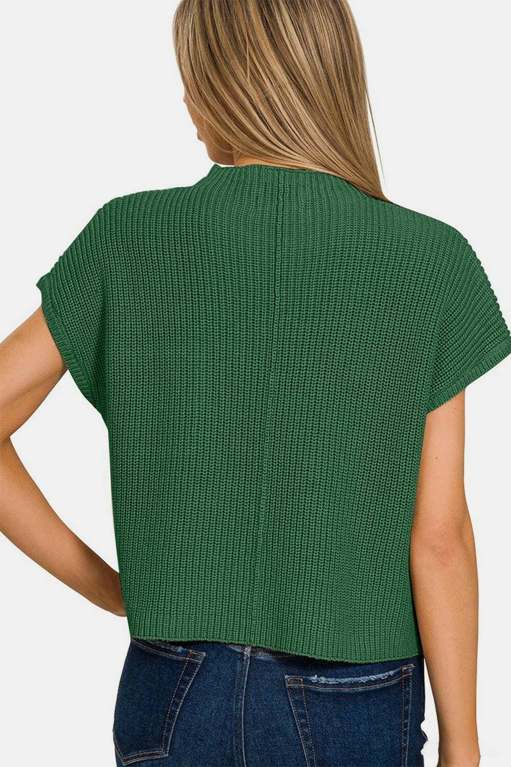 Mock Neck Short Sleeve Knit Crop Top for Effortless Style - Love Salve 