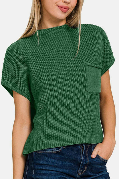 Mock Neck Short Sleeve Knit Crop Top for Effortless Style - Love Salve 