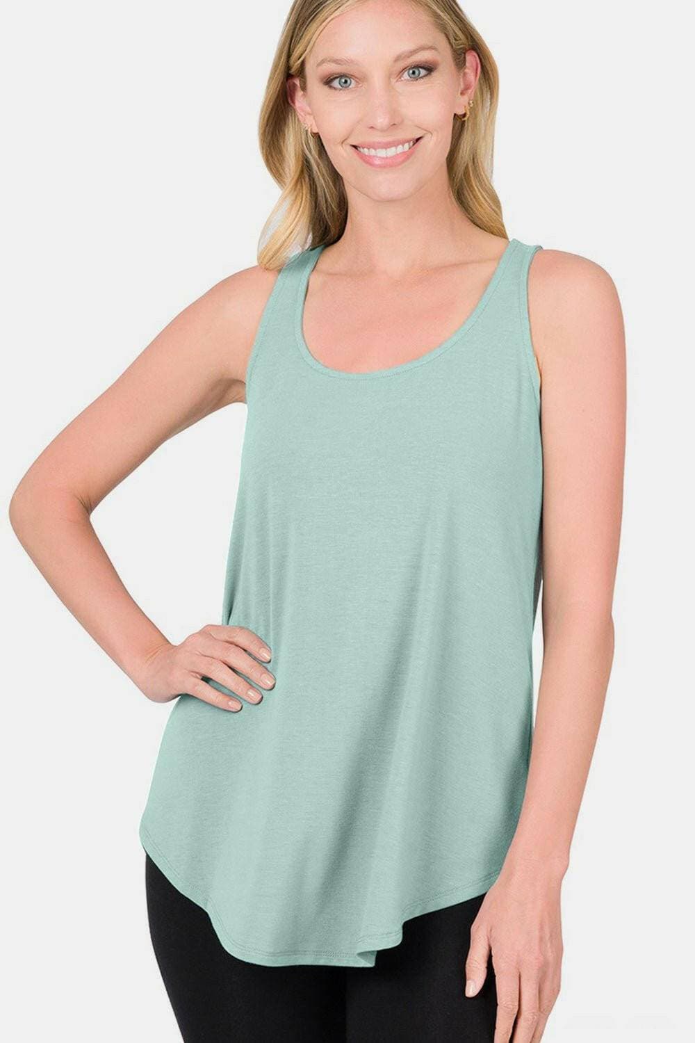 Timeless Elegance Tank Top with Stylish Curved Hem - Love Salve 