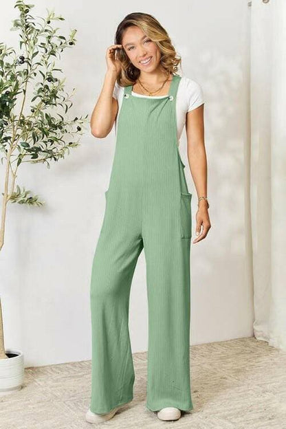 Effortless Style Wide Strap Overalls with Functional Pockets and Flattering Fit - Love Salve 