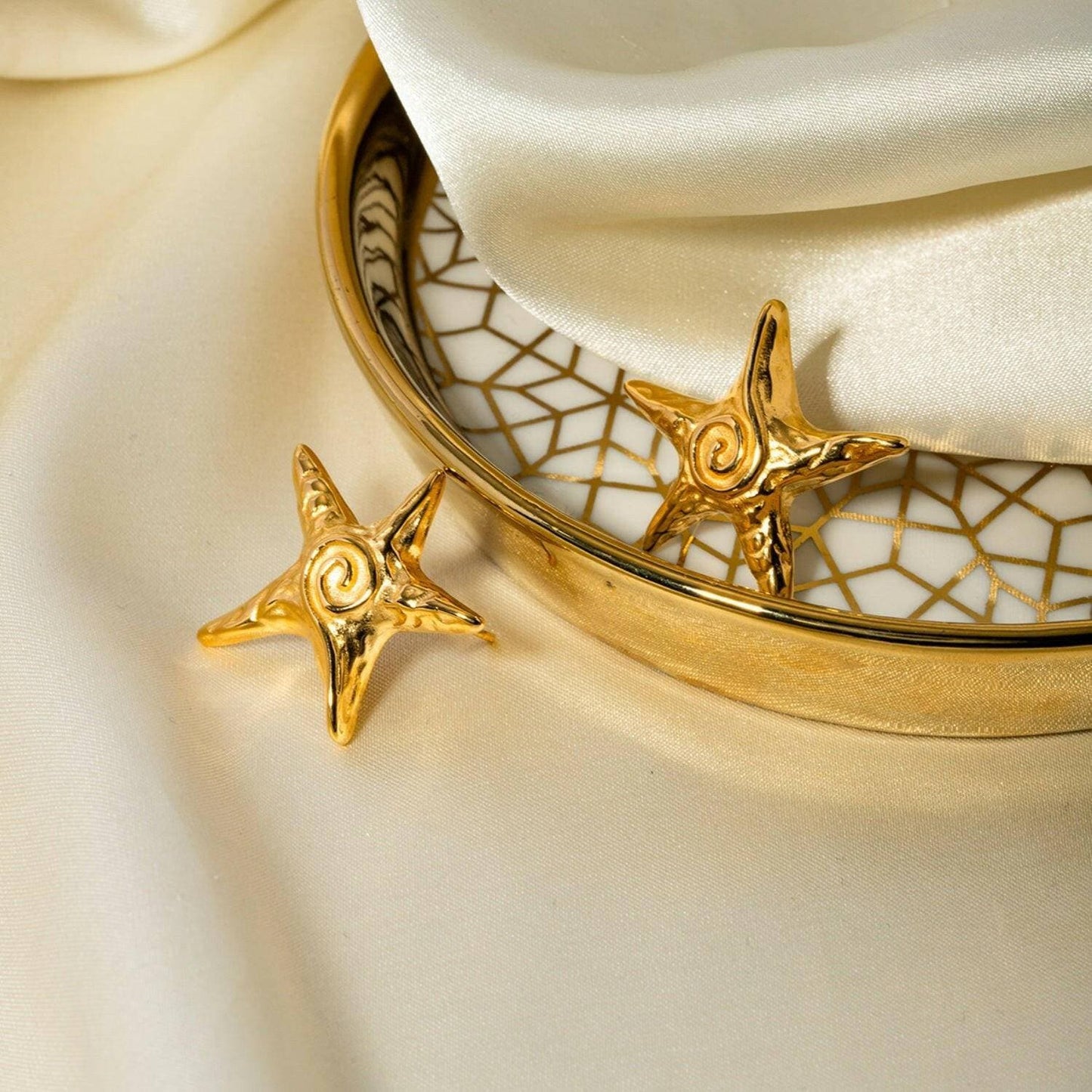 Gold Plated Stainless Steel Star Earrings - Luxurious and Elegant - Love Salve 