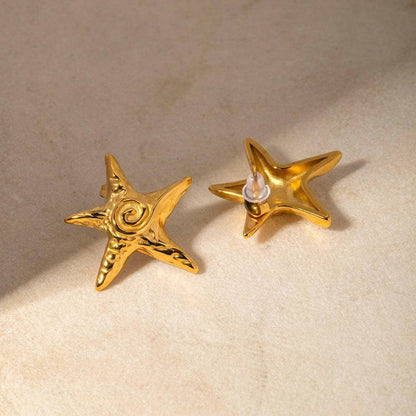 Gold Plated Stainless Steel Star Earrings - Luxurious and Elegant - Love Salve 