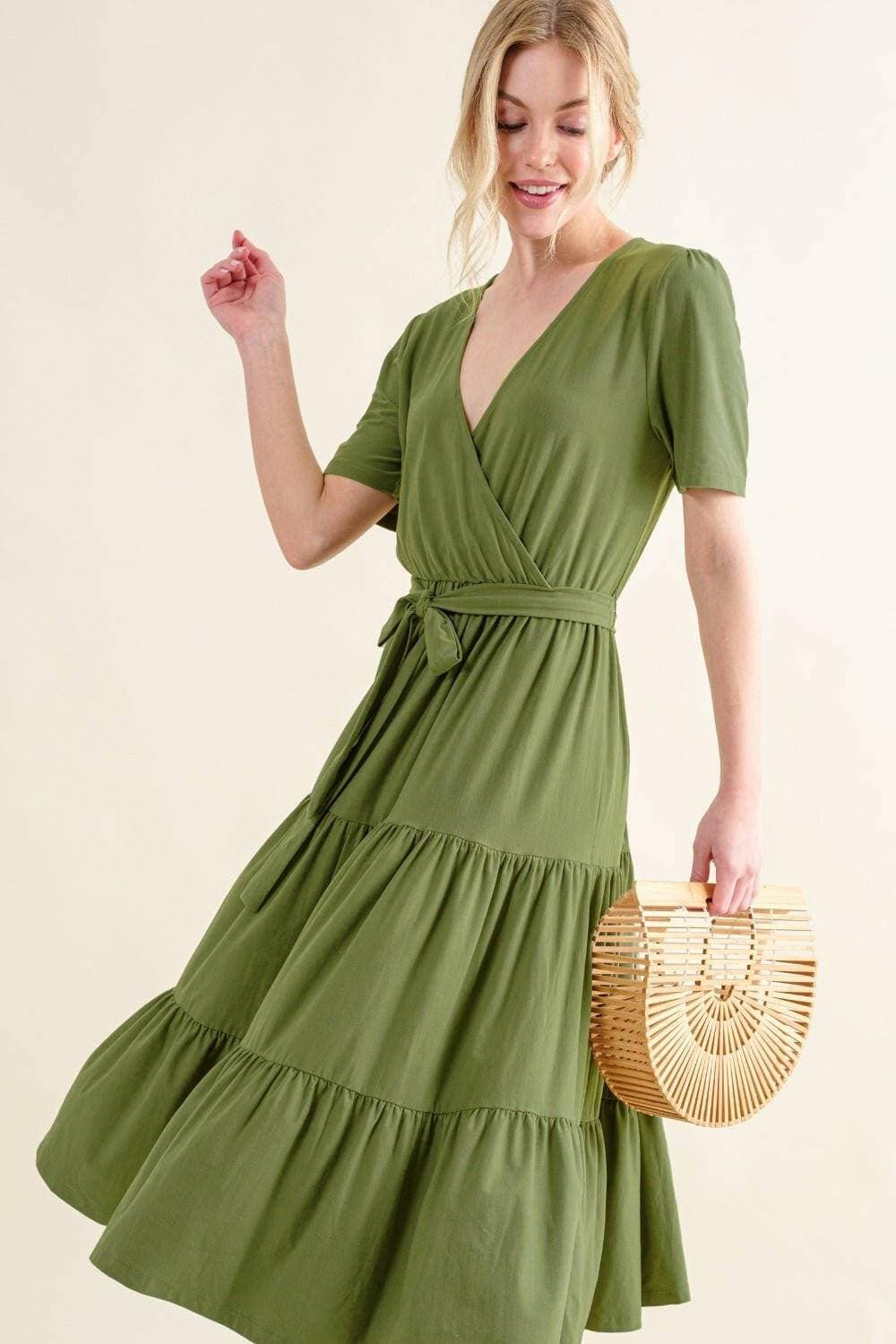 Flouncy Tiered Midi Dress: Day-to-Night Chic with Short Sleeves - Love Salve 