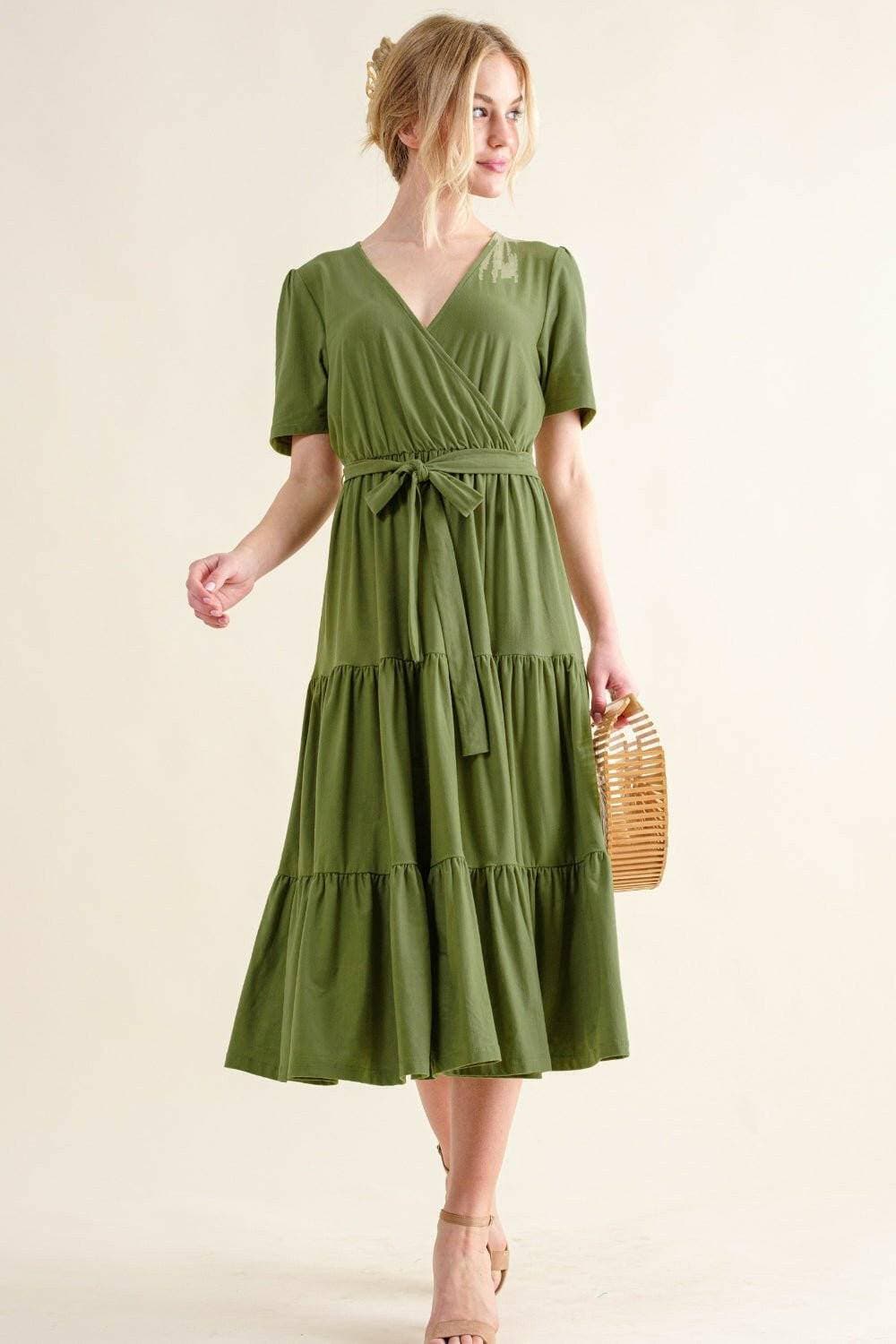 Flouncy Tiered Midi Dress: Day-to-Night Chic with Short Sleeves - Love Salve 