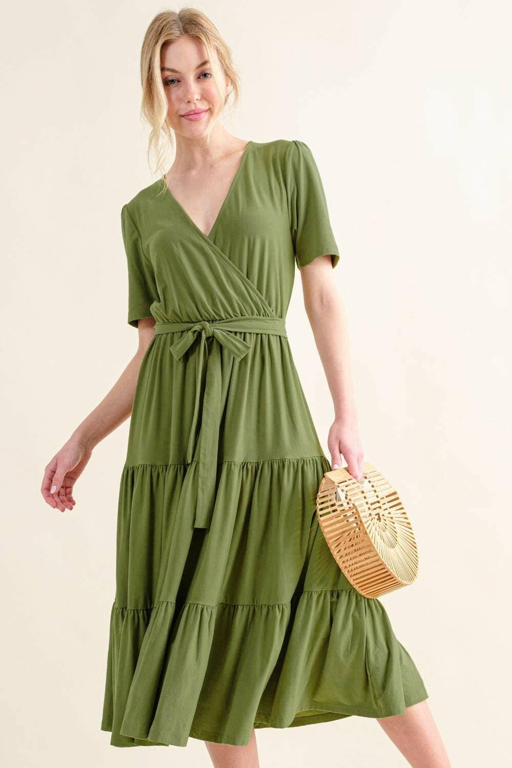 Flouncy Tiered Midi Dress: Day-to-Night Chic with Short Sleeves - Love Salve 