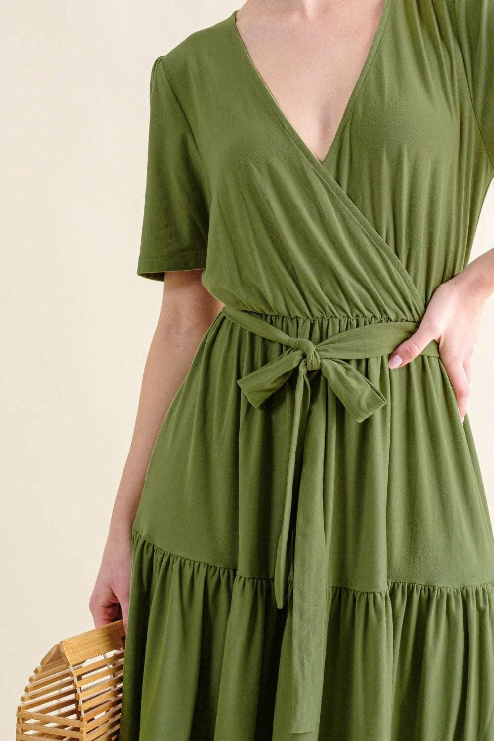 Flouncy Tiered Midi Dress: Day-to-Night Chic with Short Sleeves - Love Salve 