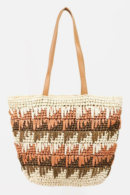 Chic Striped Straw Tote for Effortless Summer Style - Love Salve 