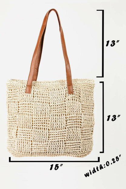 Chic Woven Faux Leather Tote Purse - Love Salve 