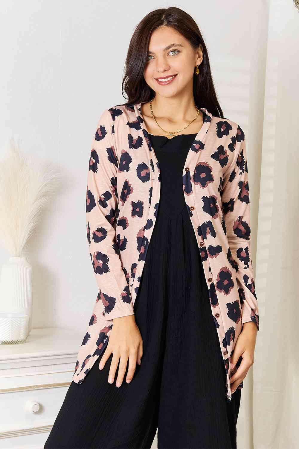 Chic Dual Allure Printed Button-Up Cardigan - Love Salve 