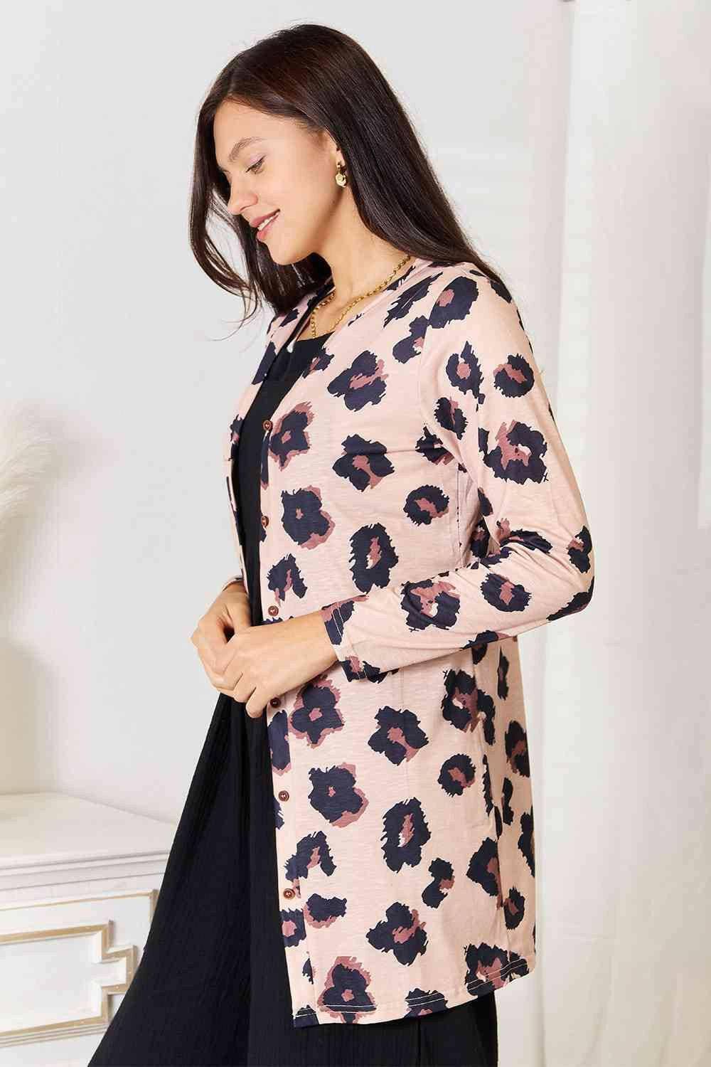 Chic Dual Allure Printed Button-Up Cardigan - Love Salve 