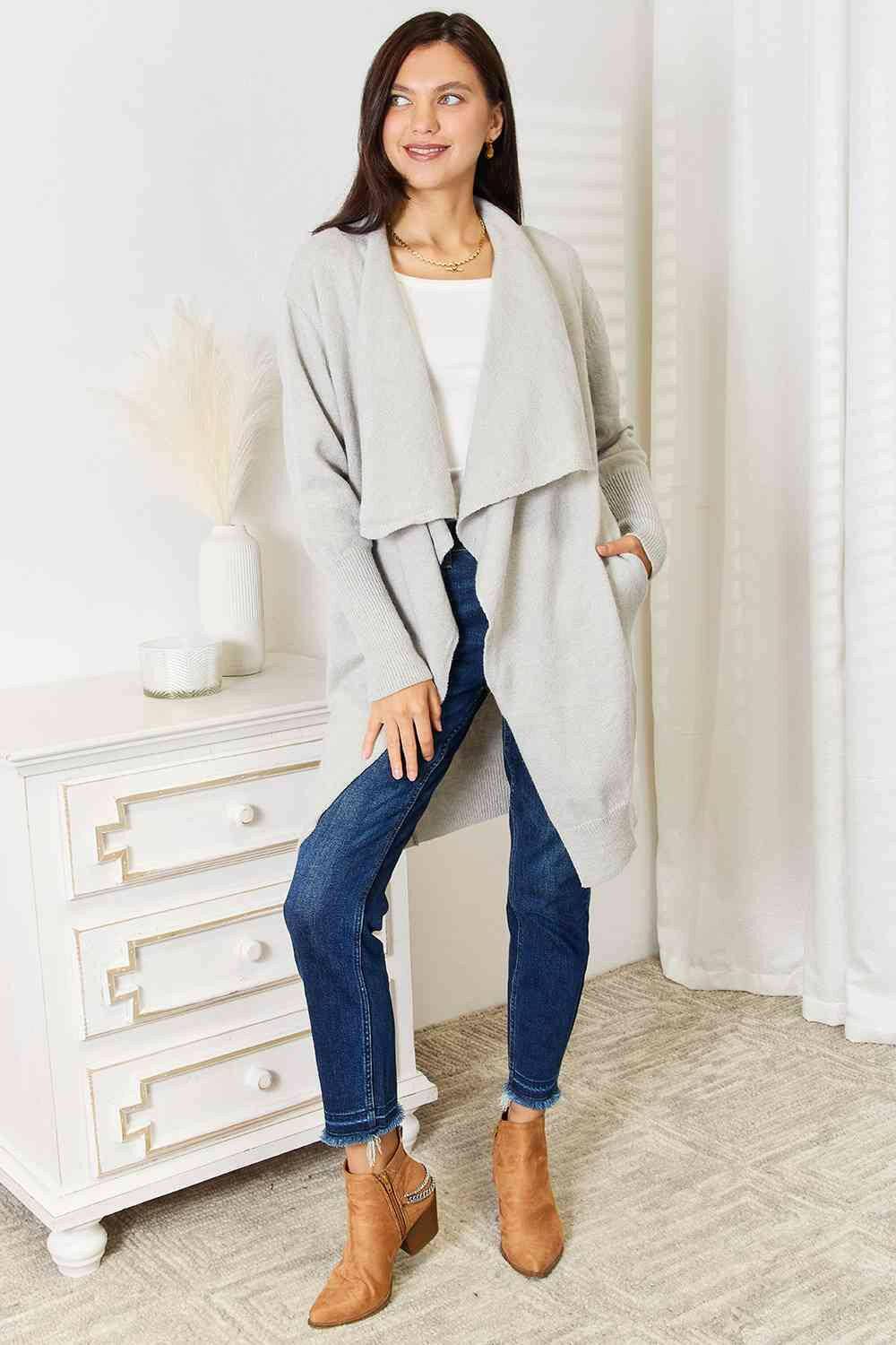 Luxurious Pocketed Duster Cardigan for Effortless Elegance - Love Salve 