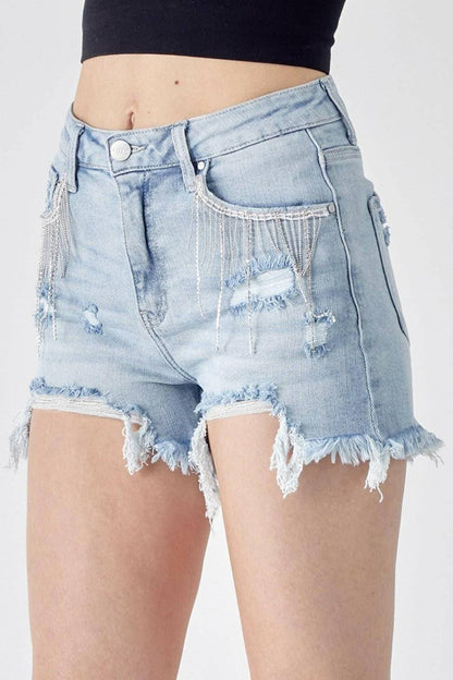 Stylish Fringed Denim Shorts for Fashion-forward Individuals - Love Salve 