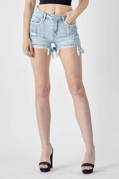 Stylish Fringed Denim Shorts for Fashion-forward Individuals - Love Salve 