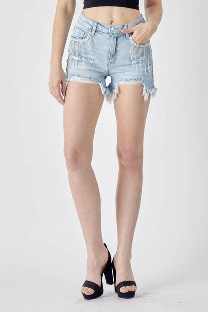 Stylish Fringed Denim Shorts for Fashion-forward Individuals - Love Salve 