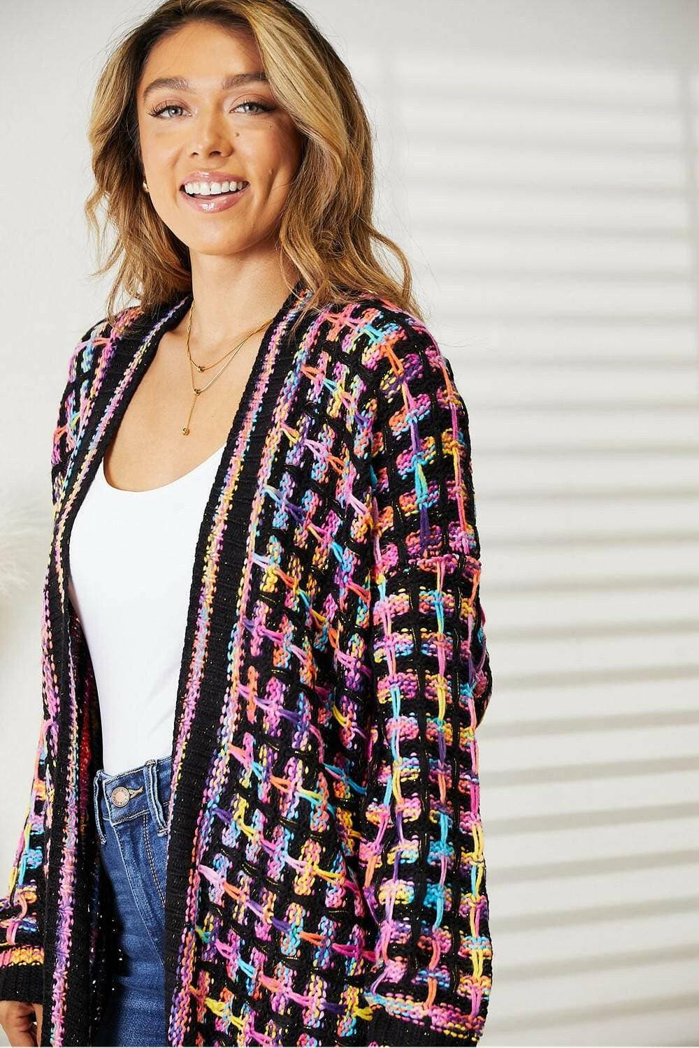 Bohemian Flair Multicolored Fringe Knit Cardigan - Love Salve 